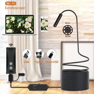 WIFI Endoscope Camera Waterproof Inspection Mini Camera 8mm 1/2/3/5M USB Endoscope Borescope For Iphone Android PC IOS