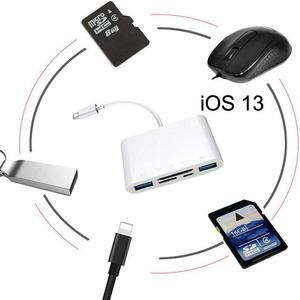 13 SD TF Card 2 USB 3.0 Card Reader Support USB Mouse U Flash Disk Drive OTG Adapter for iPhone 11 Pro Max X XS XR 7 8 12