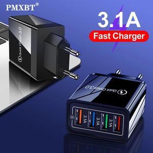 Plug EU/US Charger For Mobile Phone Quick Charge Adapter 4 Ports USB Wall Charger Portable Fast Charging Multiple USB