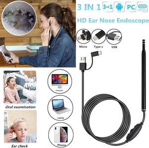 3 In 1 USB Digital Visual Otoscope 5.5mm Ear Inspect Camera Multi-function Mini  Ear Spoon Endoscope Camera Ear Wax Removal Kits