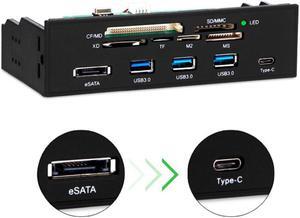PC Front Panel Internal USB3.0 eSATA Type-C TF S D Card Reader Hub