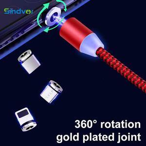 1m LED Magnetic USB Cable For iPhone Type C Magnet Charger Data Charging Charge Micro USB Cable For Android Mobile Phone Cables