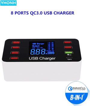 QC3.0 LED Display USB Quick Charger 7 Port USB Desktop Wall Charger for  S9  Mobile Phone Charger