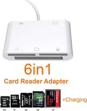 6in1 SD TF SDHC CF XD M2 Card Reader Charging Adapter for IPhone X XS MAX XR 11 Pro Max 12 13 5 5S 6 7 8 Plus For iPad