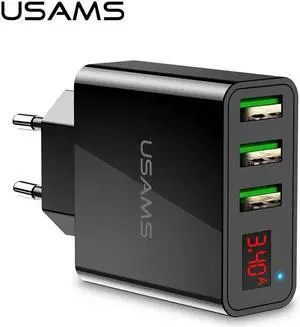 3 USB Phone Charger Mobile Phone Charger LED Display Max 3A EU Wall Charger for iPhone   Charger USB Adapters