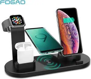 Charging Dock Stand For iPhone 11 pro X XS MAX XR 7 8 Plus  Pro For  Watch 5 4 3 Fast Wireless Charger Station