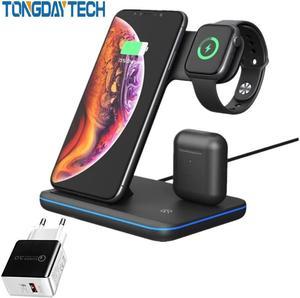 3in1 Qi Fast Wireless Charger For  Watch 5 4 3 2 1 Quick Charging Dock Station For Iphone 8 Pus XS 11 Pro MAX