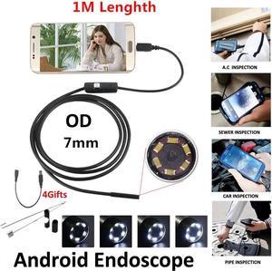 2M 7mm Lens USB Inspection Camera Waterproof 6 LEDs Mini USB Endoscope Borescope Tube For Android PC Computer TOP 2 in 1