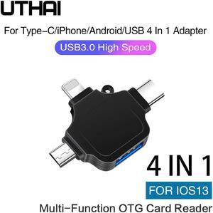 C66 For iPhone Android Type-C USB3.0 4 In 1 OTG Adapter Multi All In 1 Card Reader Connect U Flash Drive Mouse For IOS13