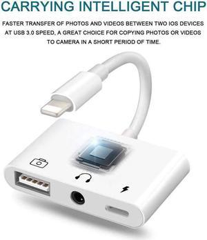 style OTG Adapter USB 3 Camera Reader With 3.5mm Headphone Jack Connection Kits Data Sync For iPhone 11 X/XR/XS/8/7 500MA