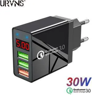 30W 48W Digital Display QC3.0 USB Quick Charger For iPhone Adapter 3A Fast Charging Wall Phone Chargers For