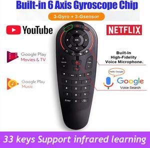 Voice Remote Control Air Mouse Wireless Mini Keyboard support Google Assistant 33 Keys with IR Learning for Android TV Box