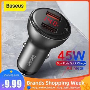 45W PPS Quick Car Charger PD3.0 QC 3.0 Fast Charging For iPhone Metal Dual Quick Charging Mini Car Charger For Xiaomi