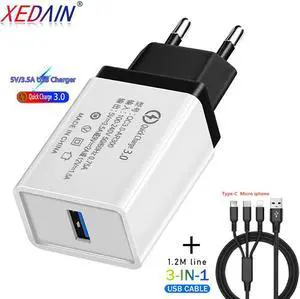 3.0 Wall Charger US EU 18W USB Fast Charger Plug adapte For iphone