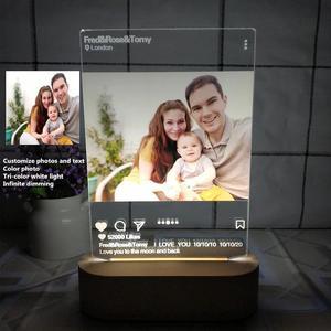 Photo Night Light Personal 3D DIY Desk Lamp Home Decoration Kids Lover Gift with Text 3 White Light
