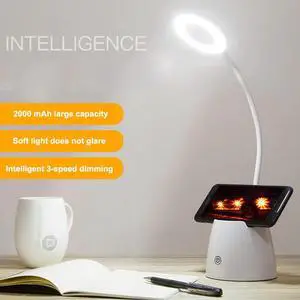 Holder Circular Table Lamp USB Desk lamp Rechargeable Adjustment Table Reading Lamp with Phone Holder Children  Holder