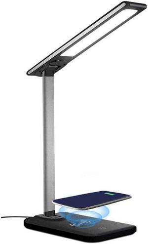 Desk Lamp with Wireless Charger,3 Modes 6 Brightness Dimmable Office & Study Table Lamp with USB Charging Port