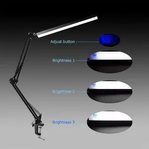Alloy Folding Clip-on USB LED Table Lamp Long Arm Control Dimmable Desk Lamp Eye Protection Table Light