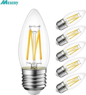 6pcs/Lot LED Light Bulb Filament 4W E27 C35 2700K Warm White Replacement 40W 470lm Rustic Candle Shape Bulbs Led Table Desk Lamp