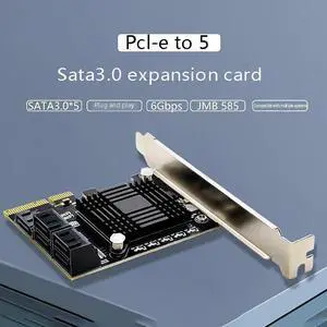 to 5-Port SATA3.0 Expansion Card Computer Chassis Adapter Card JMB585 Chip