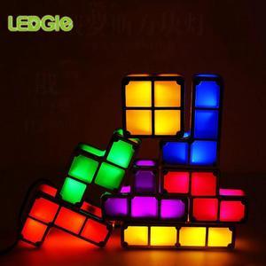 Tetris Puzzle Light Stackable Night Light Constructible Block Table Lamp 7 Colors Novelty Toy Children' s Teens Gamer Gifts