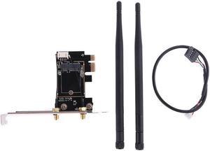 Wireless Card to pciE-1X to -Ekey PCIE Laptop Pc WIFI WLAN Card Adapter Dual Antenna Adapter Board