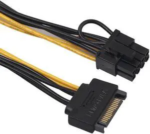 15Pin SATA Male To 8pin(6+2) PCI-E Male Video Card Power Supply Adapter Cable 1.18 P35