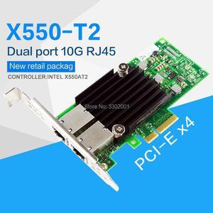 PCI-E X4 X550-T2 10G Ethernet Server Adapter Dual Port RJ45 Converged Network Adapter X550T2BLK