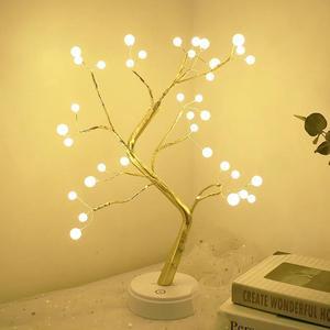 Operated Decorative LED Lights Tree Night Lights Fairy USB Touch Desk Table Kids Bedroom Bedside Warm White Night Lamp