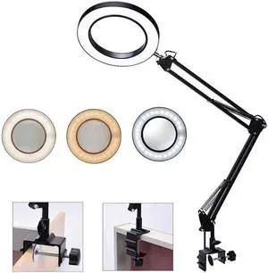 5X Illuminated Magnifier Desk Lamp USB 60leds 3Color Magnify Glass Repair Work Lantern Loupe Dimmable Flexible Table Light Tool