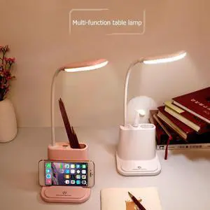 LED Touch Desk Lamp USB Rechargeable Bedroom Table Light Mobile Phone Bracket Pen Holder Reading lamp