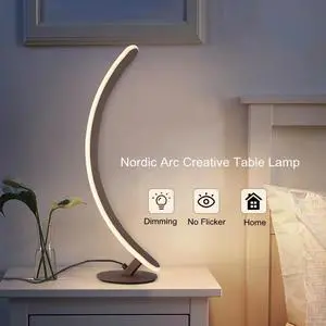 Nordic Fashion Table Lamp Curved Aluminum Bedside Lamp Cool White Warm White Dimming Desk Lamp For Living Room Home Decor
