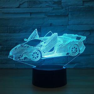 Cool Super Car Acrylic 3D Lamp 7 Color Change Small Night Light Baby Color lights LED USB Desk lamp Atmosphere Night Decor lamp