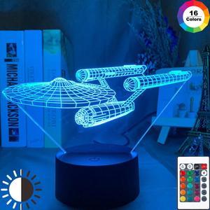 3D Illusion Led Night Light Star Wars Starship Nightlight for Room Decoration Touch Sensor Color Changing Desk Lamp Xmas Gift