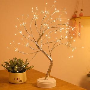 108 LED Table Lamp Mini Christmas Tree Night Light USB Battery Power Home Decor Fairy Lights for Bedroom Indoor Holiday Lighting