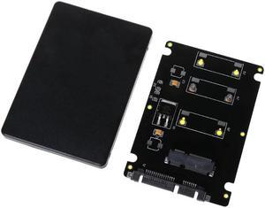 Pcie mSATA SSD to 2.5 inch SATA3 Adapter Card with Case 7 mm Thickness black