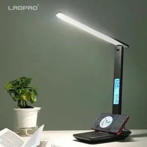 Modern Business Led Office Desk Lamp Touch Dimmable Foldable With Calendar Temperature Alarm Clock table Reading Light