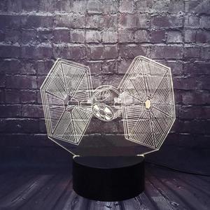 Wars cartoon 3D USB LED Lamp Toys Cartoon Tie Fighter Desk lamp Visual Night Light Table dimmer Kids Christmas Day toys