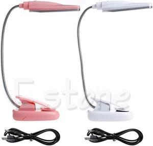 1PC Flexible USB 28 LED Light Clip-on Beside Bed Table Desk Reading Book Lamp White/Pink