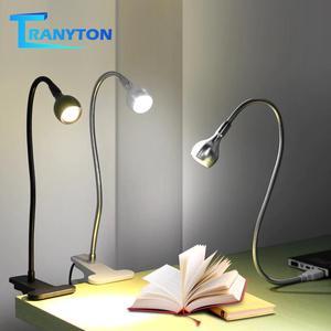 Power Clip Holder LED Book Light Desk Lamp 1W Flexible LED Reading Book Lamp Switch On/Off Table Lamp for Bedroom Study Room