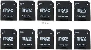 10Pcs Micro  TransFlash TF To  SDHC Memory Card Adapter Converter Black