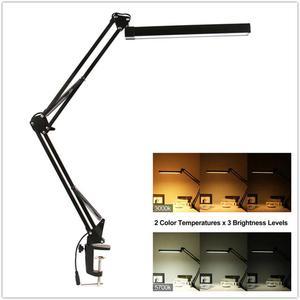 LED Desk Lamp Dimmable Flexible Swing Arm Lamp Clamp for Reading Office 3 Brightness Home Fixture Table Light LED Lighting