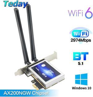 2974Mbps Dual Band Wireless Desktop PCIe  AX200 Card 802.11AX 2.4G/5Ghz Bluetooth 5.1 PCI Express WiFi 6 Adapter For PC