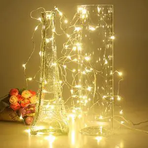 Lights Silver LED Wine Bottle Lights Battery Powered Cork Shape Glass Bottle Stopper Lamp Christmas Garlands Decor
