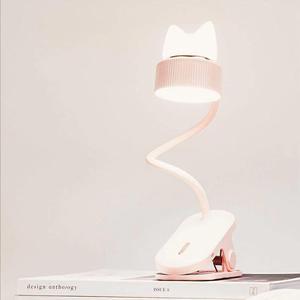 LED Bed Table Clamp Cat Night Light 2 in 1 for Bed Headboard Book Clamp Light 360 ° Flexible Gooseneck Clip Table Lamp