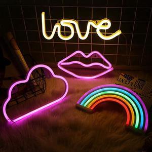 LED Neon Light Sign Love Cloud Cat Wedding Party Decoration Neon Lamp Valentines Day Anniversary Home Decor Night Lamp