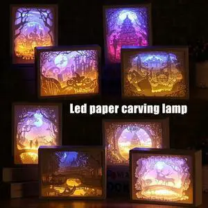 Decoration 3D Paper Carving Light Lamp LED Gift for Home Bedroom Bedside MJJ88