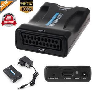 1080P SCART To HDMI Video Audio Portable Upscale Converter AV Signal Adapter HD Receiver TV DVD Box Power Adapter To Connect