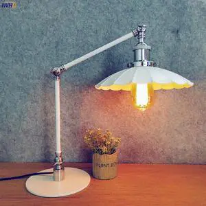 Loft Decor Vintage Desk Lamp With US/EU Switch 4W LED Edison Bulb 110v/220v White Industrial Table Lamp Luminaria De Mesa