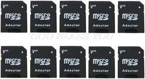 10Pcs Micro  TransFlash TF To  SDHC Memory Card Adapter Converter Black Drop Shipping